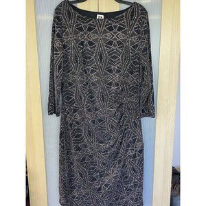 Anne Klein Sparkly Dress Sz 16 Ruched Party Bodycon Wedding Slimming Retro